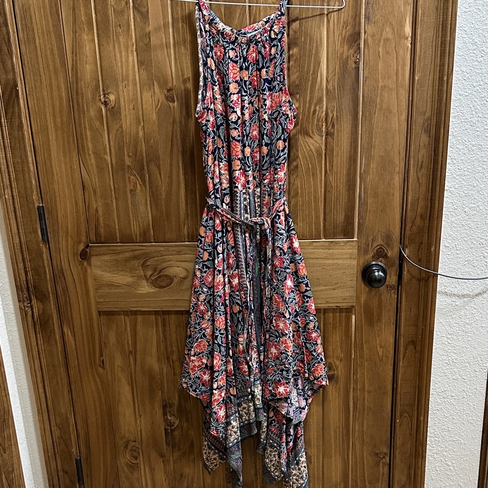 Nostalgia High Low Floral Dress - Red and Blue